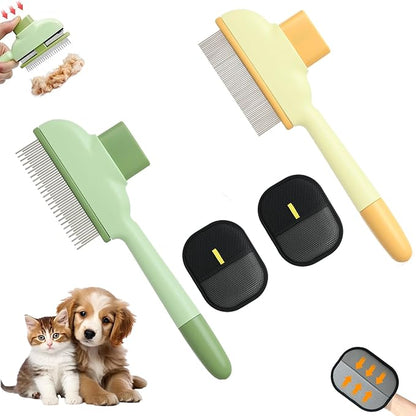 2 Pet Hair Removal Gloves, 2 Flea Combs for Cats and Dog，Reusable Electrostatic Gloves and Long &amp; Short Flea Combs, 4 PCS pet hair removal tools