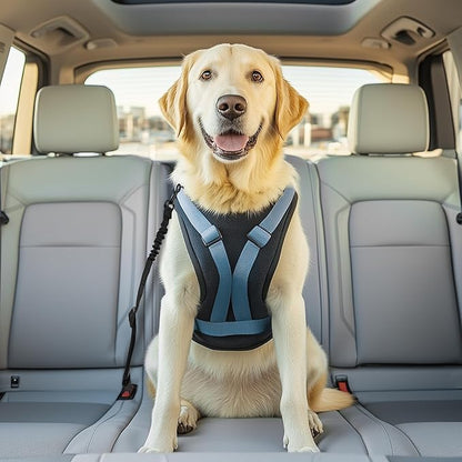 Thickened Dog Seat Belt for Car, 3 Pack Set Retractable Dog Car Leash Adjustable Dog Seat Belt for Vehicle Nylon Pet Safety Seat Belts Heavy Duty &amp; Elastic,Seat Belt for Large Dogs in Car, Black