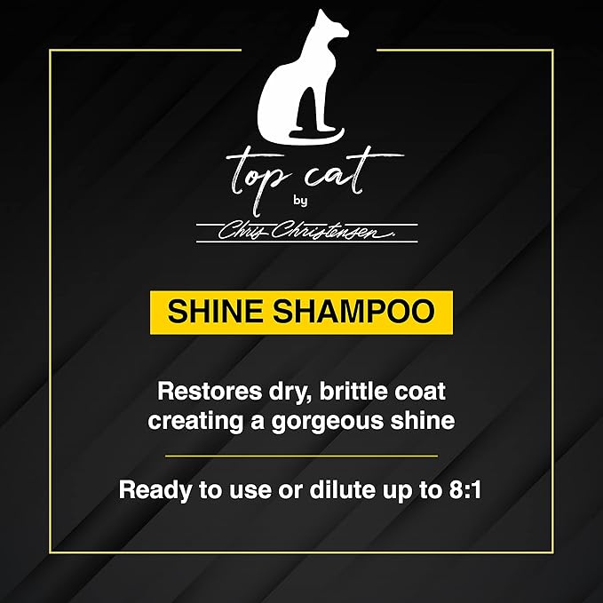 Chris Christensen Top Cat Shine Shampoo for Cats, Groom Like a Professional, Restores Dry &amp; Brittle Coat, Creates a Gorgeous Shine, Made in USA, 32 oz
