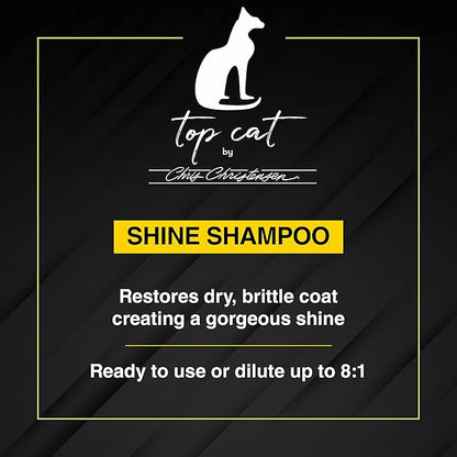 Chris Christensen Top Cat Shine Shampoo for Cats, Groom Like a Professional, Restores Dry &amp; Brittle Coat, Creates a Gorgeous Shine, Made in USA, 32 oz