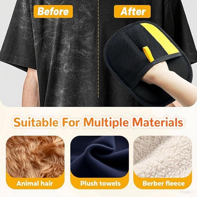 Pet Hair Removal Glove - Electrostatic Reusable Grooming Gloves for Cats &amp; Dogs, Professional Cleaning Mitt with Hair Remover Tool (2 Pack)