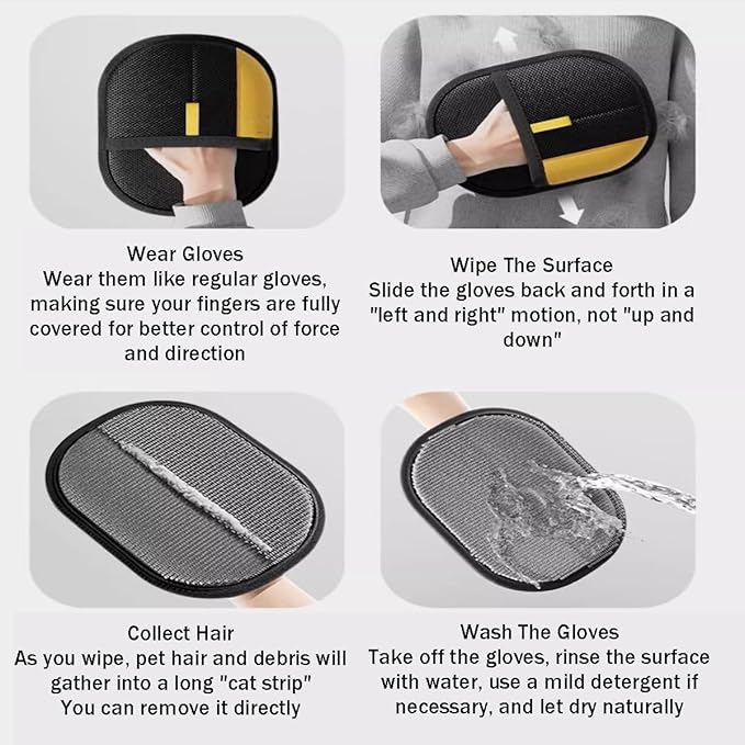 Pet Hair Removal Glove - Cat &amp; Dog Electrostatic Hair Remover Grooming Glove,Suitable for All Pets 2Pcs