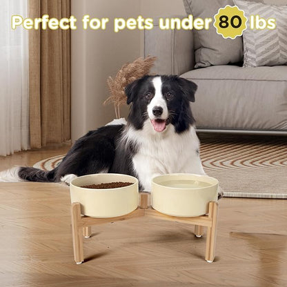 SPUNKYJUNKY Elevated Dog Bowls Ceramic, 7.3&
