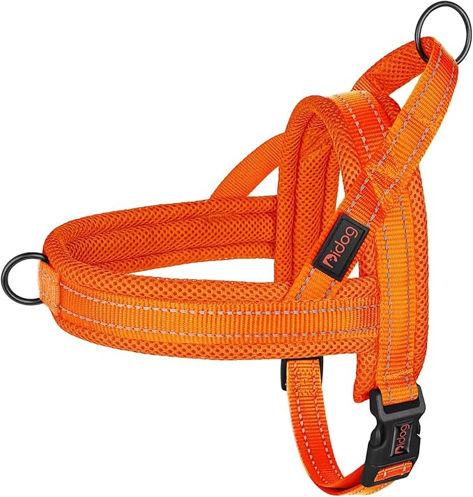 Didog No Pull Dog Harness with Soft Mesh Padded,Reflective &amp; Quick Fit Light Weight Dog Strap Vest Harness,Easy for Walking Training (L:Chest 26-32", Orange)