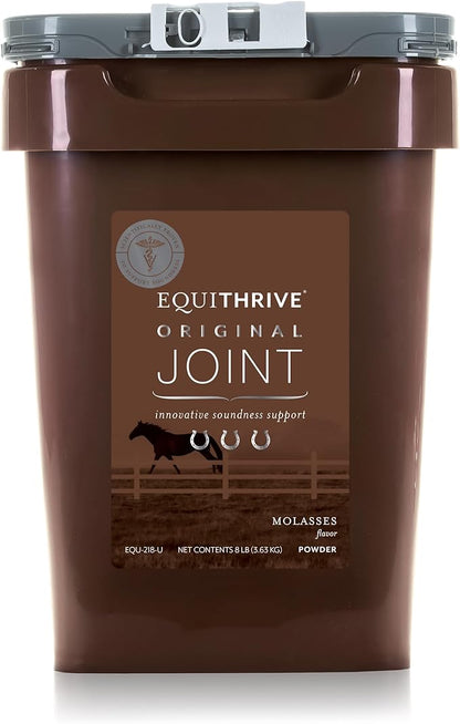 Equithrive Original Joint Supplement Powder with Resveratrol and Hyaluronic Acid for Horses, Equine Care, Molasses Flavor, 8 lbs