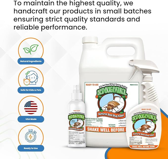 Natural Bed Bug Killer – 3 Pack (3oz Each) Travel Spray – Non-Toxic, TSA Safe, Child &amp; Pet Friendly Formula for Airbnb, Luggage, Hotels, Rideshare, and Work Trips