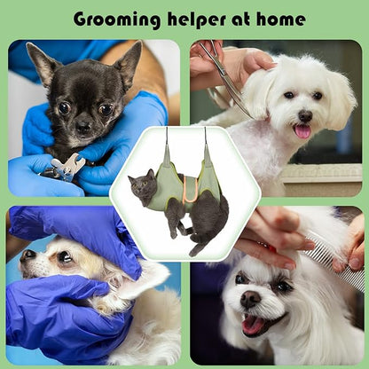 Guzekier Pet Hammock Harness for Cats &amp; Dogs, Sling for Grooming, Restraint Bag with Nail Clippers/Trimmer, Comb, Ear/Eye Care