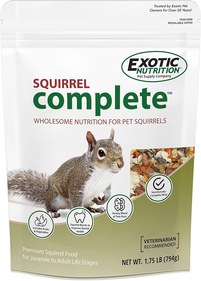 Squirrel Complete (1.75 lb.) - Healthy Natural Food - Nutritionally Complete Diet for Pet &amp; Captive Squirrels - Ground, Grey, and Flying Squirrels, &amp; Chipmunks