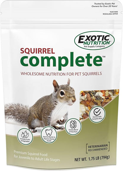 Squirrel Complete (1.75 lb.) - Healthy Natural Food - Nutritionally Complete Diet for Pet &amp; Captive Squirrels - Ground, Grey, and Flying Squirrels, &amp; Chipmunks