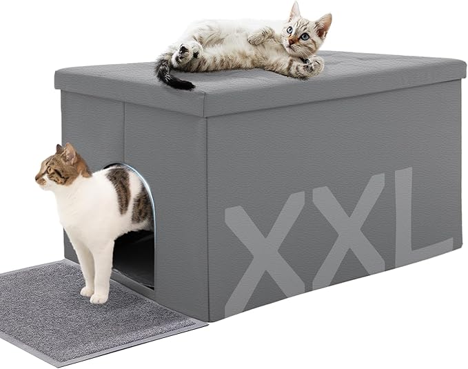 MEEXPAWS Cat Litter Box Enclosure Furniture Hidden, Cat Washroom Bench Storage Cabinet | Extra Large 35.4&