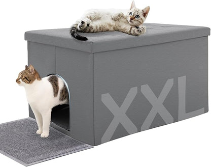 MEEXPAWS Cat Litter Box Enclosure Furniture Hidden, Cat Washroom Bench Storage Cabinet | Extra Large 35.4&