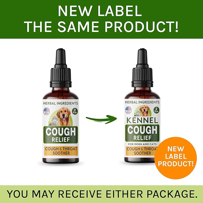 Kennel Cough Herbal Drops for Dogs &amp; Cats - Cough Relief - Throat Soother - Dry and Wet Pet Cough - Made in US - 2 Fl Oz