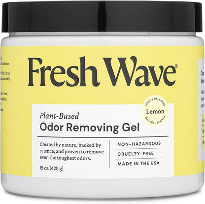 Fresh Wave Lemon Odor Removing Gel, 15 oz. | Odor Absorbers for Home | Safer Odor Relief | Natural Plant-Based Odor Eliminator | Every 15 oz. lasts 30-60 Days | For Cooking, Trash &amp; Pets