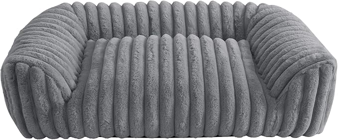 Arlee Saddle Sofa Memory Foam Pet Bed, Comfortable &amp; Washable, Ideal for Dogs and Puppies, Extra Comfort, Couch Design, Crate &amp; Kennel Furniture, Pet Supplies &amp; Essentials, Grey, Medium