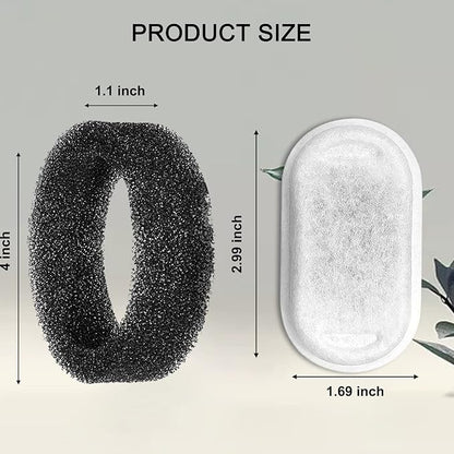 Cat Water Fountain Filters for 108/3.2L&amp; 67oz/2L Stainless Steel Pet Water Dispenser Fountain Filter Replacement with 8 Sponges (8 Filters&amp;8 Sponges)