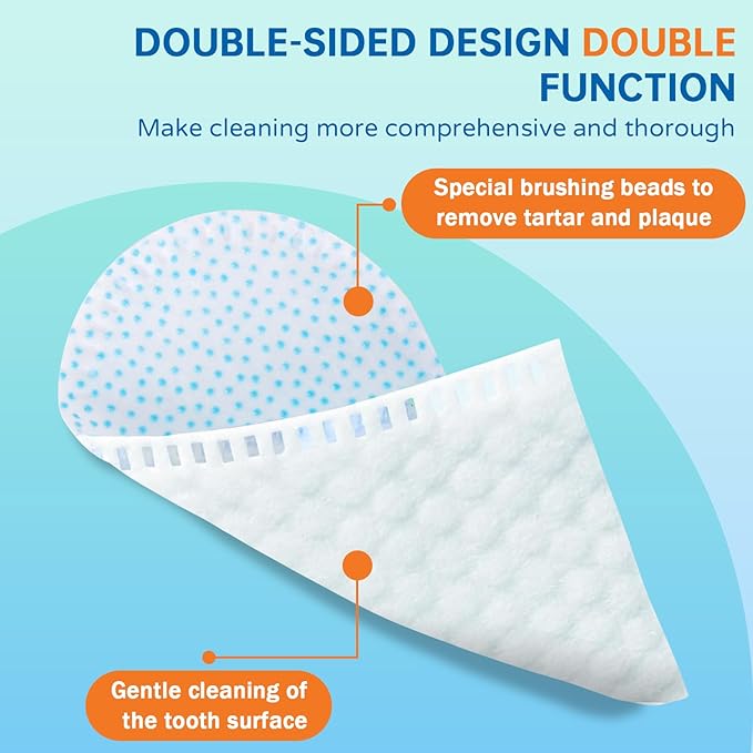 PET Teeth Cleaning Wipes for Dogs &amp; Cats,Gentle Pet Dental Care Wipes with Massaging Micro-Brushing Beads, Remove Bad Breath &amp; Plaque.Dog Toothbrush &amp; Tooth Brushing Kit-Unscented