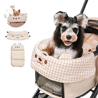Cooling Cushion for Pets, Removable &amp; Washable Dog Stroller Cushion, Both Side Used Pet Stroller Cushion for Dogs &amp; Cats, Khaki