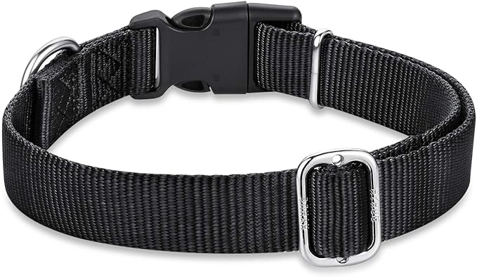 Hyhug Dog Collar for Large Dogs, Heavy Duty Black| Quick Release Nylon Buckle Collar, Adjustable &amp; Durable Pet Supplies for Boy &amp; Girl Dogs (Large, Black)