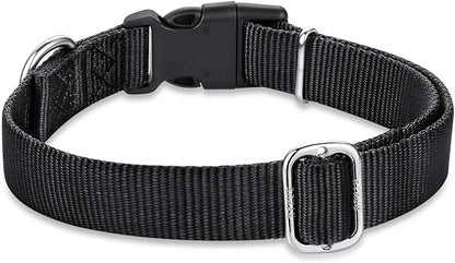 Hyhug Dog Collar for Large Dogs, Heavy Duty Black| Quick Release Nylon Buckle Collar, Adjustable &amp; Durable Pet Supplies for Boy &amp; Girl Dogs (Large, Black)