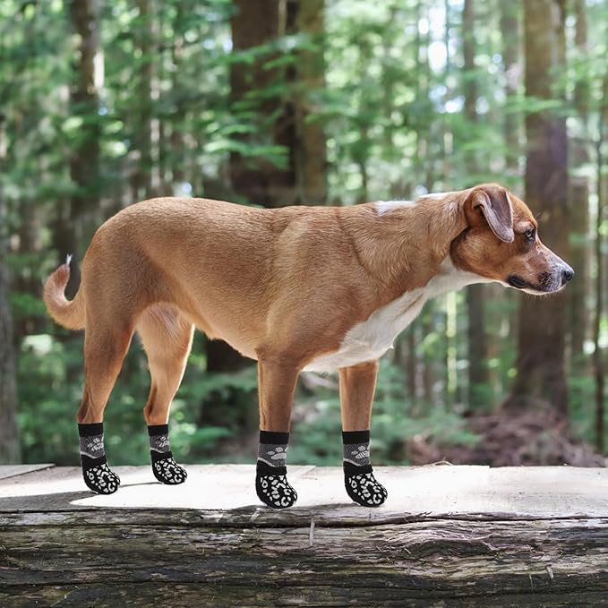 KOOLTAIL Dog Socks for Hot/Cold Pavement to Prevent Licking Paws Scratching,Anti Slip Pet Boots&amp;Paw Protector for Hardwood Floors,Traction Control Grip Booties for Small Medium Large Senior Dogs M