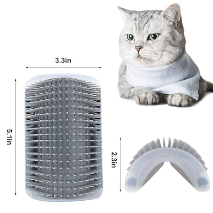 2 PACK Cat Self Grooming Corner Scratcher with Catnip, Massage Comb Brush for Long &amp; Short Fur