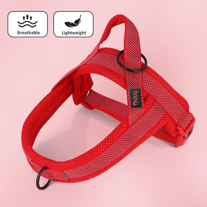 Didog No Pull Dog Harness with Breathable Mesh Padded, Full Reflective &amp; Quick Fit Adjustable Vest Harness, Easy for Training Walking for Small &amp; Medium and Large Dogs (Red, L:Chest 26-32")