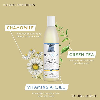TrueBlue Natural Balance Conditioning Dog Shampoo with Green Tea &amp; Chamomile - Cleansing Wash, Deodorizing, Moisturizing – Toxin Free, Natural Botanical Blend – Tearless Cleaner – 12 Fl. Oz.