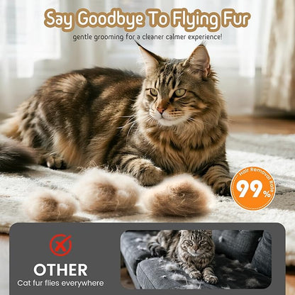 Self Cleaning Slicker Brush, 2-in-1 Cat Brush for Shedding, Skin Friendly Grooming Tool for Long &amp; Medium-Long Hair Pets, Adjustable Bristle Length with Dematting Comb for Cats, Dogs
