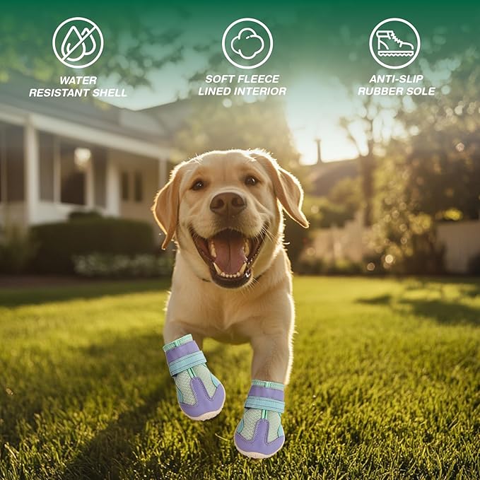 Dog Shoes for Large Dogs, Anti-Slip Dog Boots for Winter Snow, Hot Pavement, Dog Booties &amp; Paw Protectors Blue Size 6