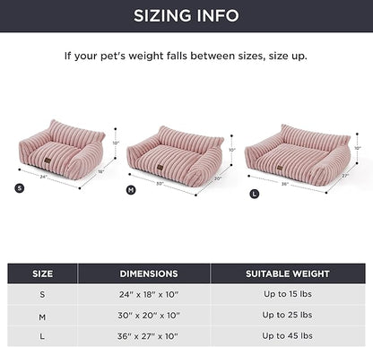 Bedsure Cute Cat Couch for Pets - Fluffy Small Dog Sofa with Premium Soft Corduroy Fleece, Pet Sofa with Removable Washable Cover, Supportive Dog Couch Bed for Small Medium Dogs, 30inch, Blush Pink