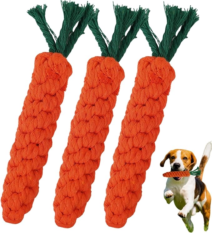 3PCS Orange Woven Pet Chew Set, Puppy Teething Chews, Dog Chew Treats, Cat Teething Playset, Safe Braided Chews for Pets, Durable &amp; Interactive