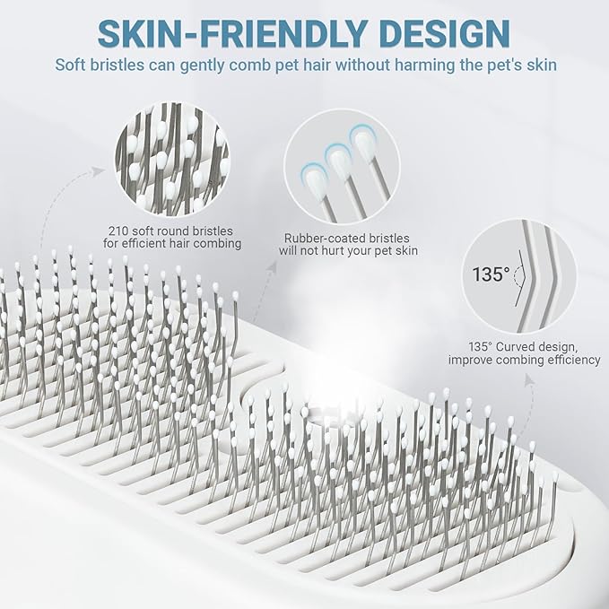 Pet Steam Brush for Dogs &amp; Cats with Pet Conditioner, 4 in 1 Spray Hair Removal Comb for Shedding &amp; Grooming, Self Cleaning Water Brush for Long &amp; Short Haired Pets