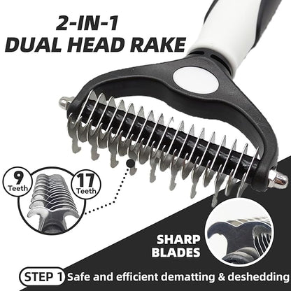 Dog Brush for Shedding, 7 PCS Dog Grooming Brush Kit, Undercoat Rake, Slicker Brush, Deshedding Comb, Bath Brush, Nail Clipper for Long &amp; Short Haired Dogs &amp; Cats, Black