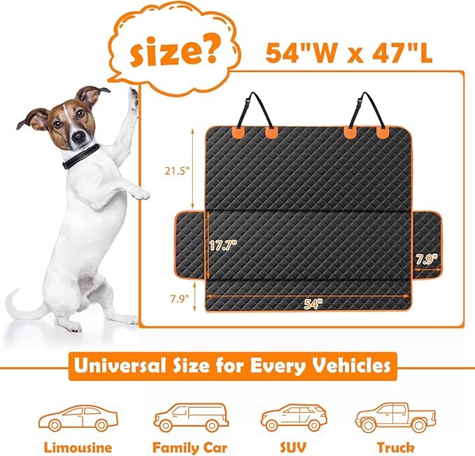 MIXJOY Dog Seat Cover for Back Seat Waterproof Dog Seat Covers for Cars, Car Seat Protector for Dogs, Nonslip Back Seat Cover for Trucks &amp; SUV