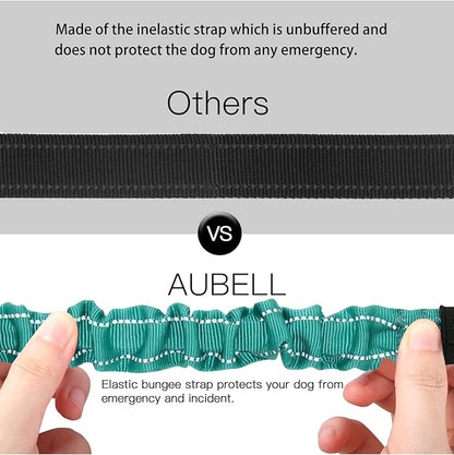 AUBELL Dog Seat Belt for Car,2 Pack Set 3-in-1 Adjustable Reflective Bungee Heavy Duty Dog Car Harness Tether with Clip Hook Latch &amp; Buckle,Swivel Zinc Alloy Carabiner,Black+Teal