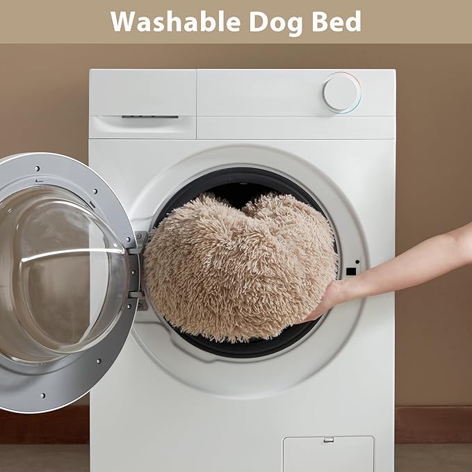WNPETHOME Calming Dog Bed &amp; Cat Bed, Anti-Anxiety Donut Small Dog Beds, Fluffy Faux Fur Cat Cushion Dogs Bed for Small Dogs and Pet (24 x 24 Inch, Brown)