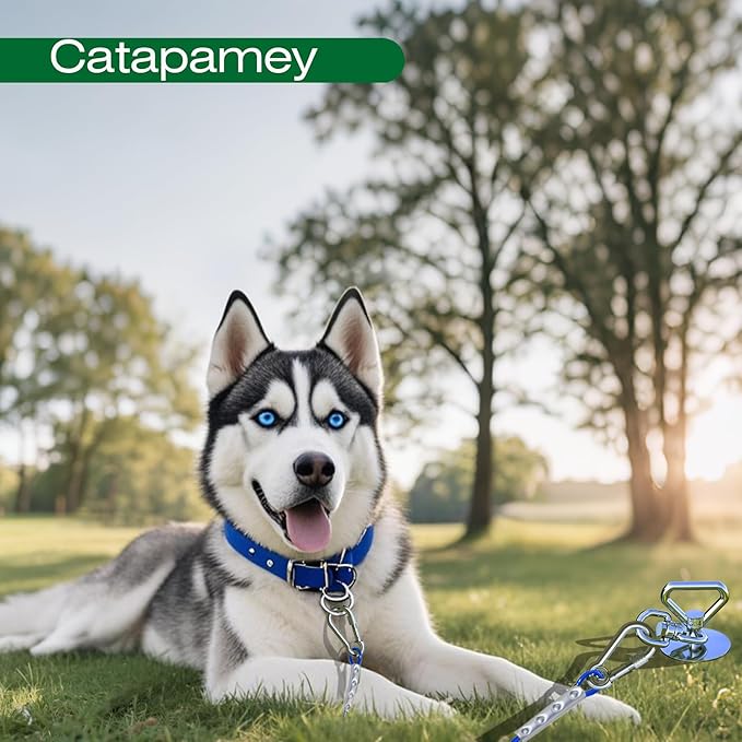 Dog Tie Out Cable and Stake,with 20FT Heavy Duty Cable,360° Swivel Dog Run Stake-No Tangle-Runner for Yard,Up to 150 lbs- Idela for Yard Outdoor Camping