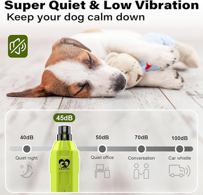 Casfuy 6-Speed Dog Nail Grinder - Newest Enhanced Pet Nail Grinder Super Quiet Rechargeable Electric Dog Nail Trimmer Painless Paws Grooming &amp; Smoothing Tool for Large Medium Small Dogs (Green)