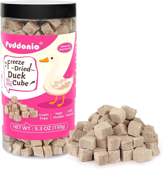 Freeze Dried Cats &amp; Dogs Raw Treats, All Natural Single Ingredient Duck Breast, High Protein Healthy Pet Training Treats or Food Topper, 5.3 oz