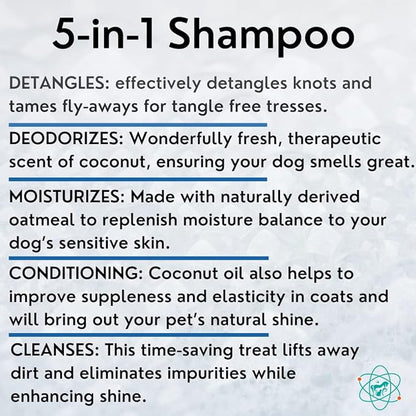 Gallon Bottle 5 in 1 Dog Shampoo for Itchy Skin - Sensitive Skin Dog Shampoo for Smelly Dogs - Dog Shampoos &amp; Conditioners - Made in The USA
