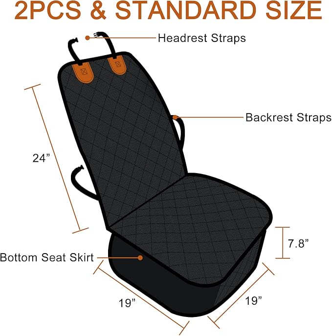 Paw Jamboree 2PCS Dog Car Front Seat Covers Scratch-Proof Pet Car Seat Cover Non-Slip Car Seat Protector for Dogs Bucket Seat Cover for Trucks, Cars &amp; SUVs