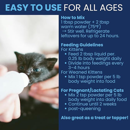 Under the Weather Kitten Milk Replacement Powder + Colostrum for Cats &amp; Kittens | Goat Milk Replacer Powder | Goat-Based Formula with Colostrum for Immune &amp; Digestive Support - 12 oz