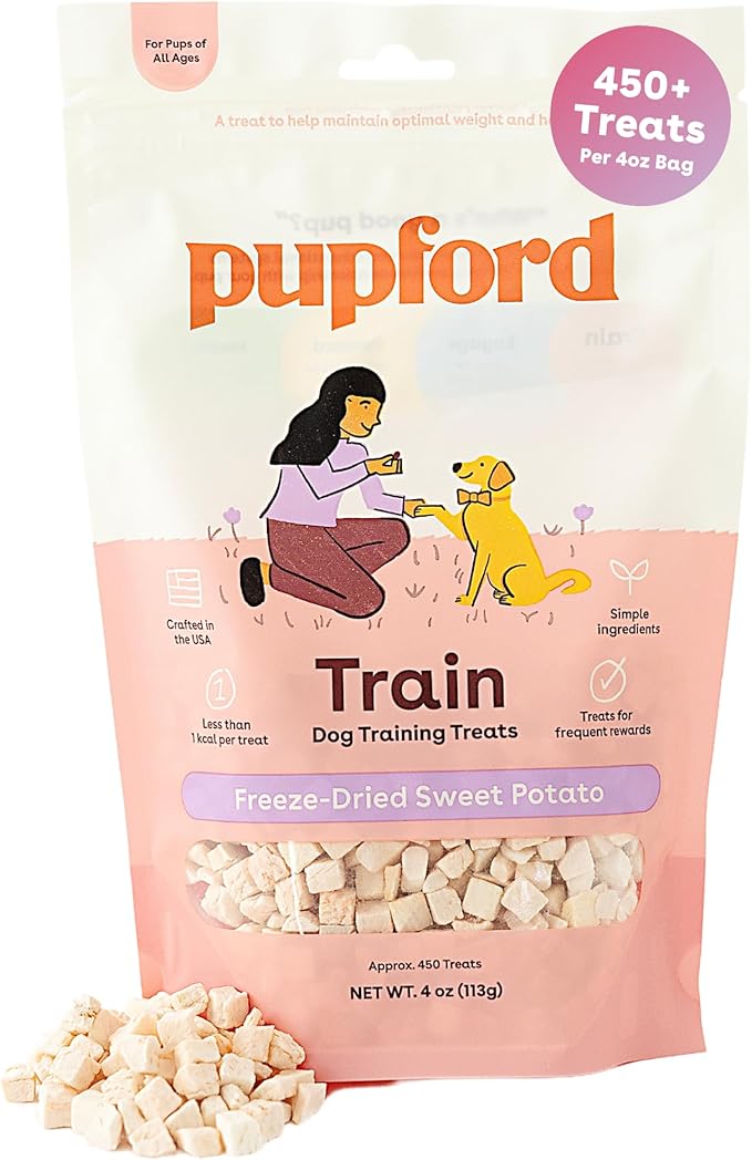 Pupford Freeze Dried Training Treats for Dogs &amp; Puppies, 450+ One Ingredient Bites (Sweet Potato, 4 oz)