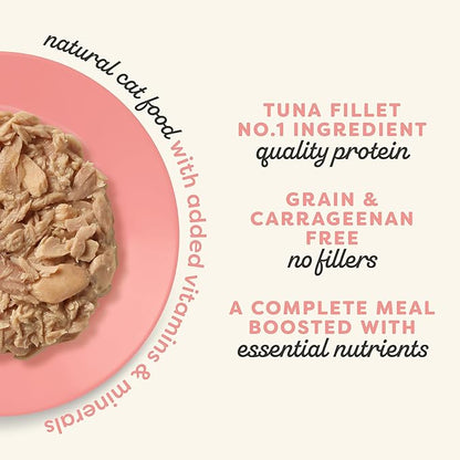 Applaws Vitality Wet Cat Food in Broth, Natural Canned Cat Food, Wet Food for Cats with Added Vitamins and Minerals, Grain and Carrageenan Free, Tuna Fillet &amp; Salmon in Broth (24 Count, 2.47 oz Cans)