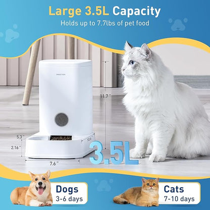 PAWGETHER® Gravity Cat Feeder, Self-Dispensing Dog Food Dispenser, Pet Food Station 1 Gallon/3.5L Capacity Automatic Pet Feeder Cat &amp; Dog Food Bowl, Easy to Fill