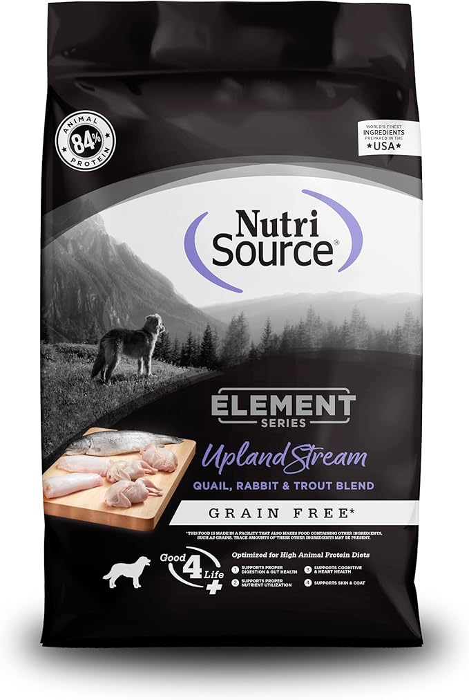 NutriSource Element Series Upland Stream Dry Dog Food, Quail, Rabbit &amp; Trout, 24LB