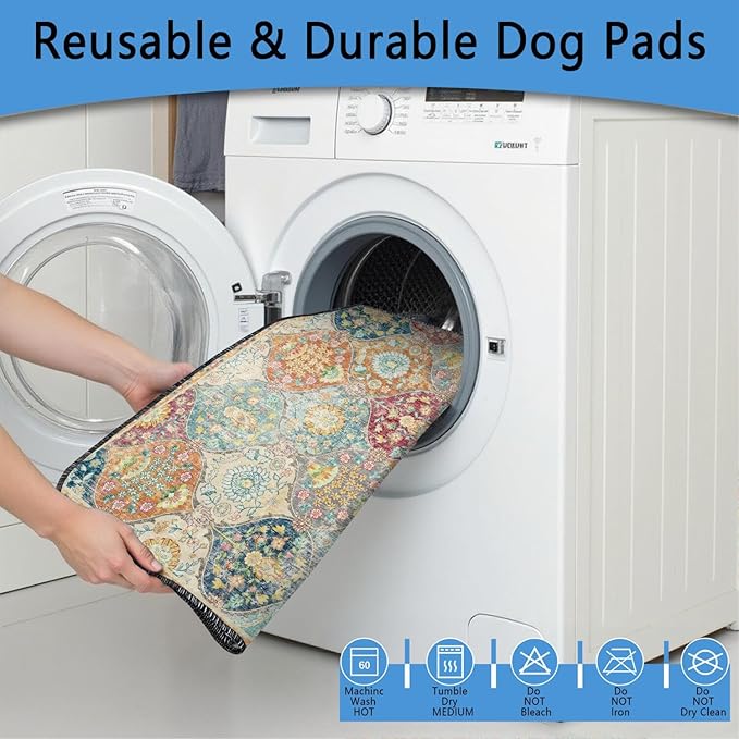 Washable Pee Pads for Dogs 2 Pack, Absorbent Reusable Puppy Pads Waterproof, Leakproof &amp; Non-Slip Whelping Pad, Potty Training Pads for Dogs Playpen Mat 48x48