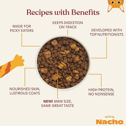 Made by Nacho Dry Cat Kibble 10lb Bag, High Protein Premium Cat Food with Freeze-Dried Pieces, Cage-Free Chicken, Duck &amp; Quail, Limited Ingredients, Single Bag