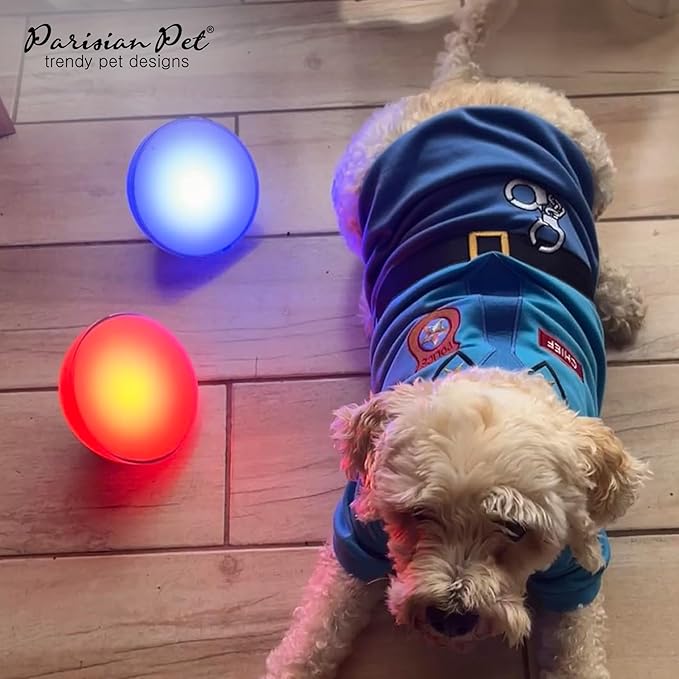 Parisian Pet Dog Shirt - Embroidered Police Costume - 100% Cotton &amp; Polyester Pet Clothes - Sleeved Cop Costume - Blue Large Dog XL