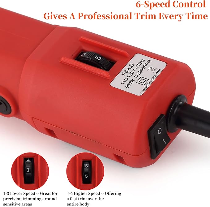 DUCKBOY Heavy Duty Clippers for Thick Coats Animals, 500W Professional Electric Shearing Machine for Horse Pony Cattle and Large Dogs Livestocks Grooming, 6 Speed &amp; 2 Detachable Shearing Blades